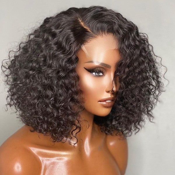 13x6 Invisible HD Lace Front Wig Indian Remy Hair 3 in 1 Wet and Curly/Wavy Back Curly Bob Lace Front Wigs